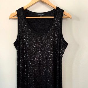 Eileen Fisher black sequined tank top